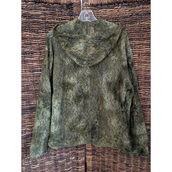 Chico's Sheer Mesh Floral Lace Zip Up Tie Dye Jacket Women's 0 Small Artsy Boho - Picture 2 of 7